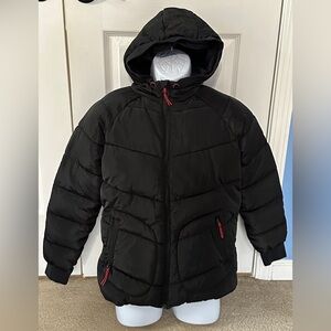 Perry Ellis Boys Black Hooded Puffer Jacket Size 14/16